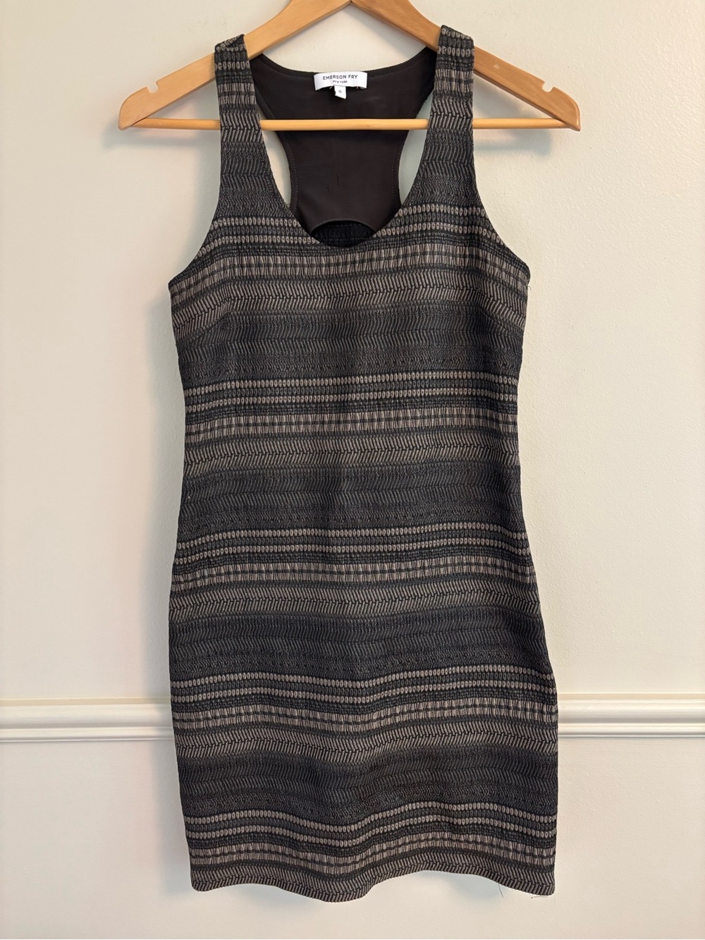 Emerson Fry taupe and brown Striped Racerback Mini Dress